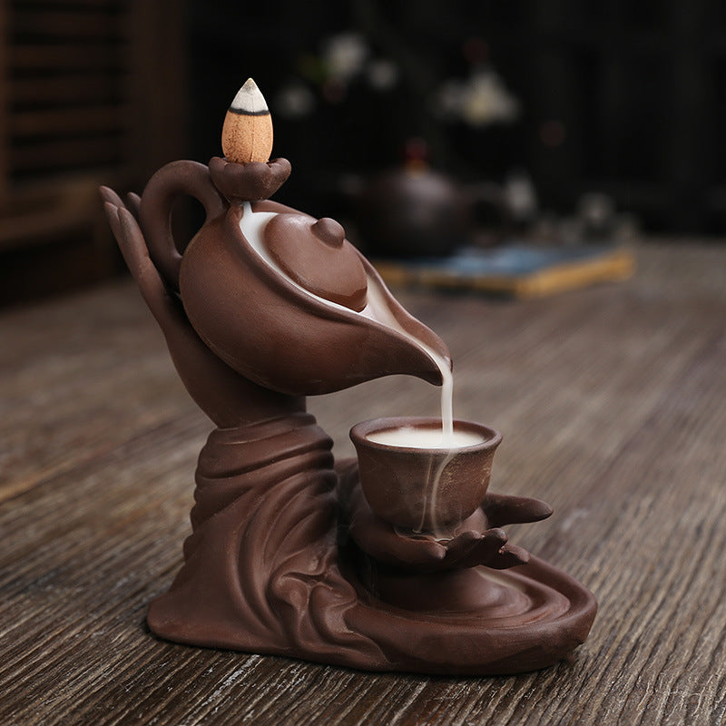 F Ceramic Waterfall Incense Burner Buddha Hand Censer Holder Indoor Smoke Backflow Incense Fountain Buddhist Altar Table Decor F Ceramic Waterfall Incense Burner Buddha Hand Censer Holder Indoor Smoke Backflow Incense Fountain Buddhist Altar Table Decor